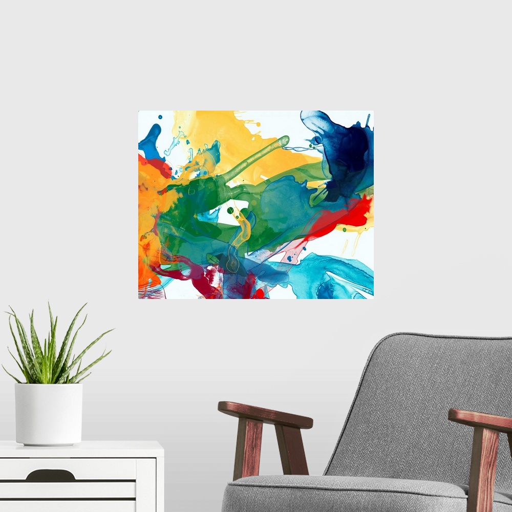 A modern room featuring Primary Abstract I