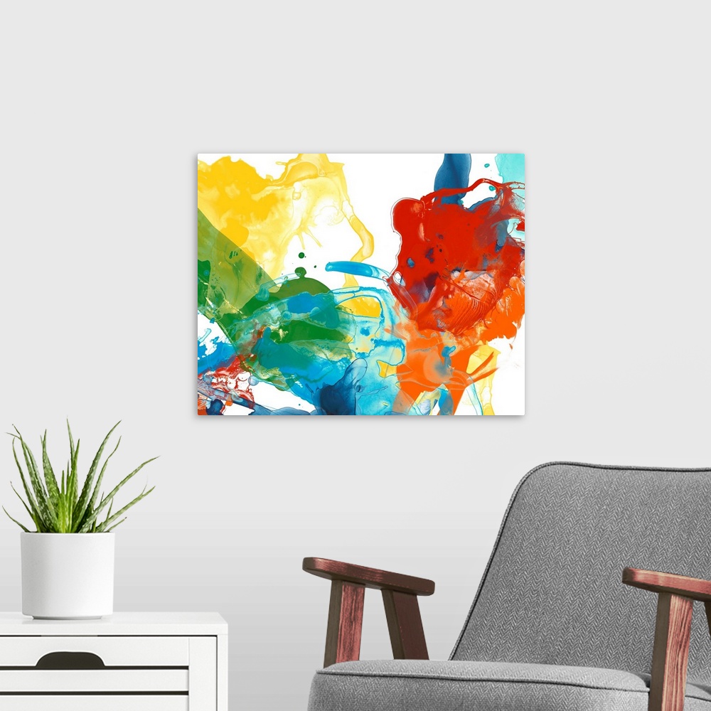 A modern room featuring Primary Abstract II