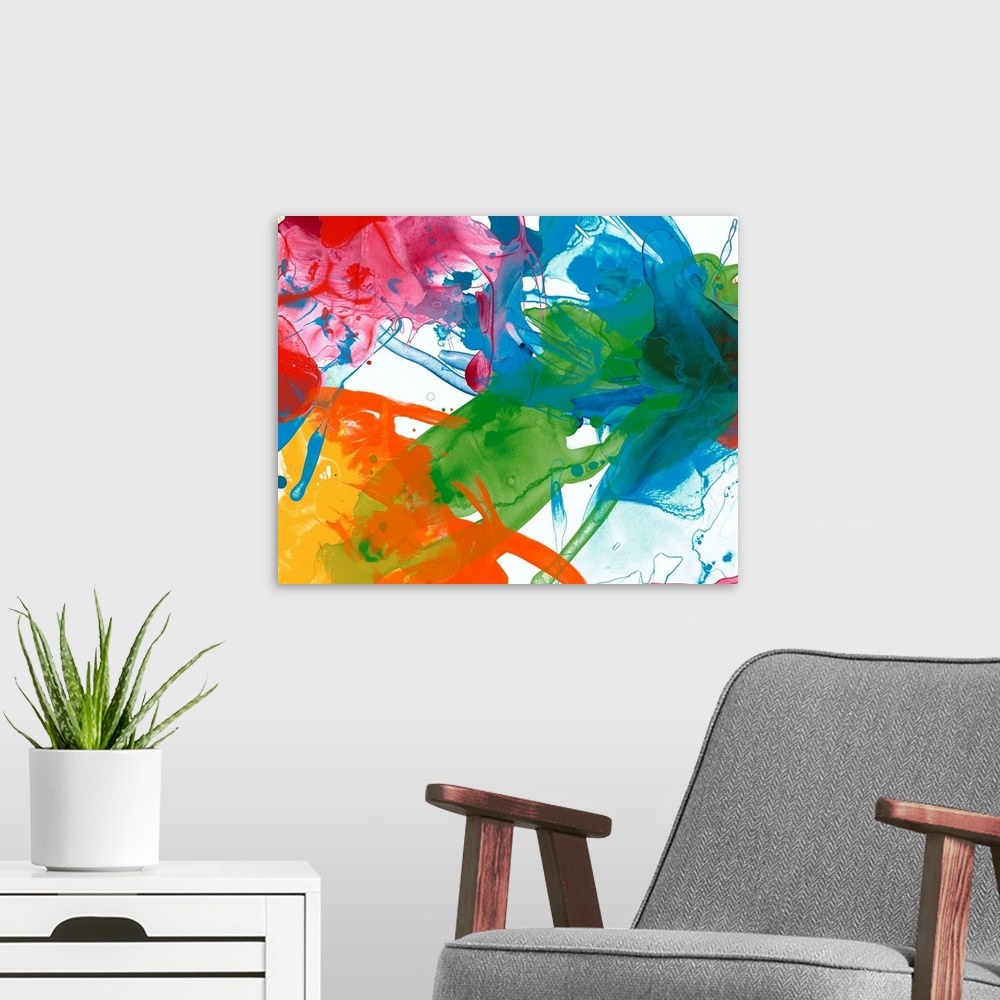 A modern room featuring Primary Abstract III