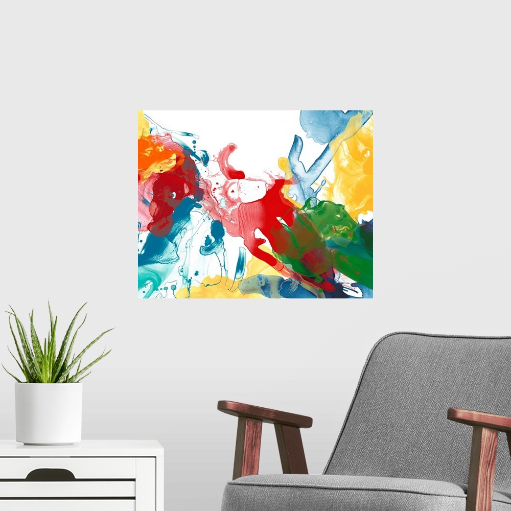 A modern room featuring Primary Abstract IV