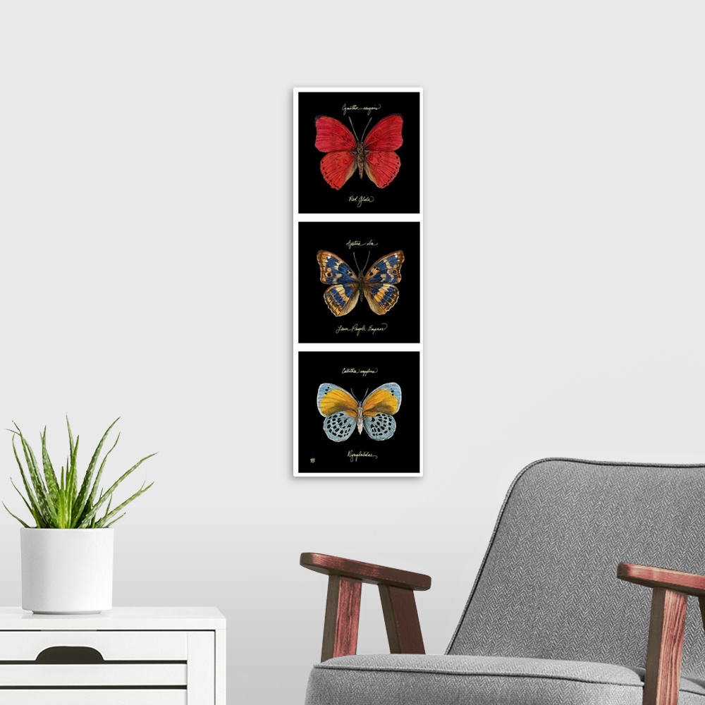 A modern room featuring Primary Butterfly Panel I