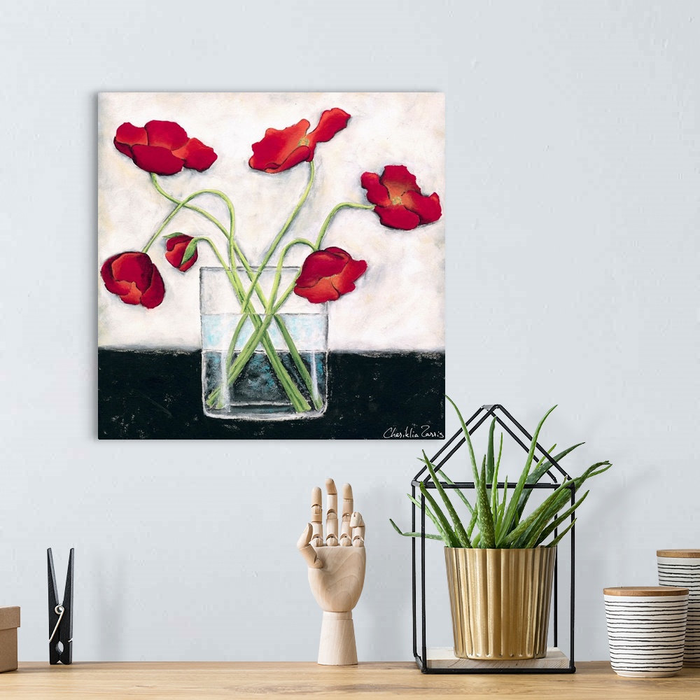 A bohemian room featuring Printed Modern Poppies I