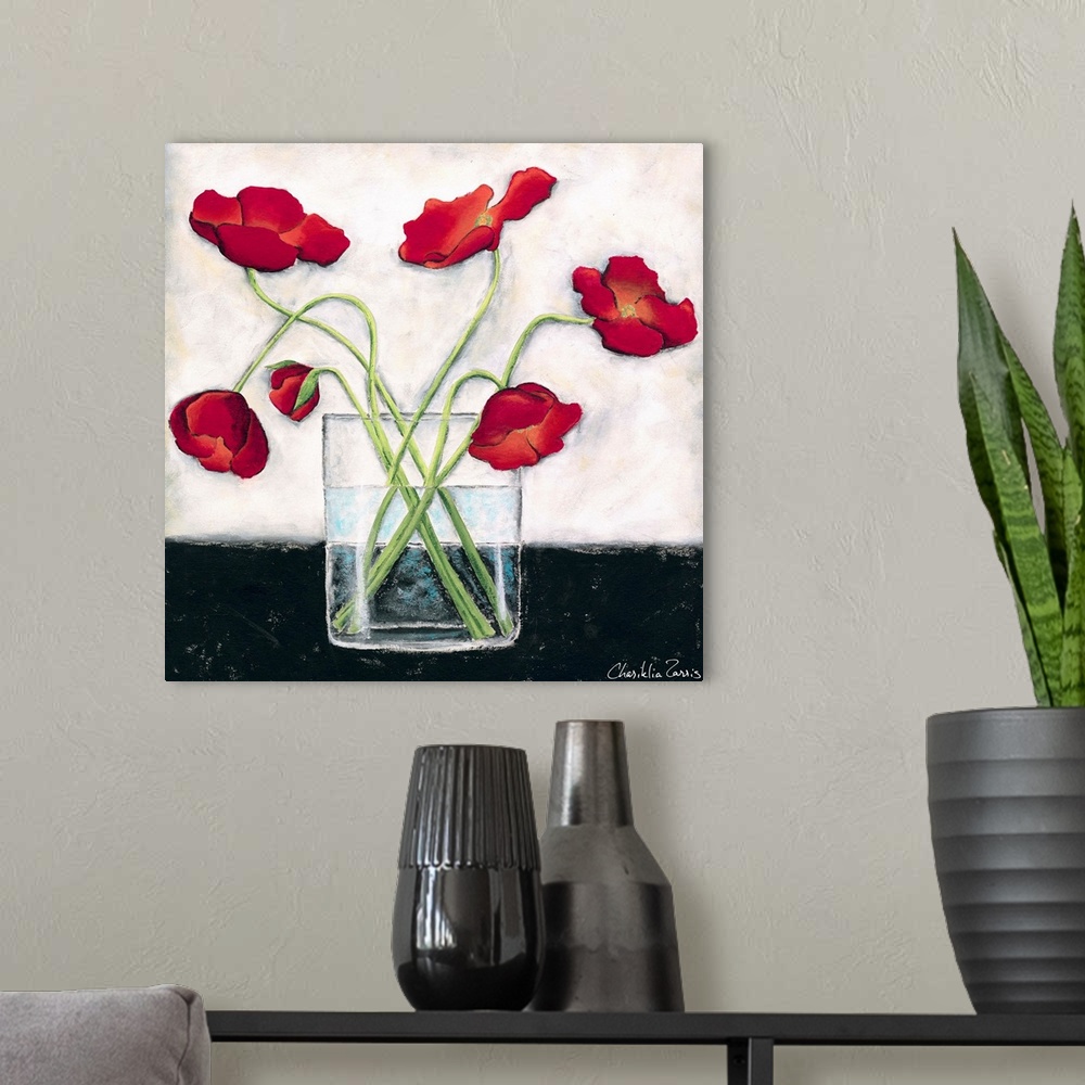 A modern room featuring Printed Modern Poppies I