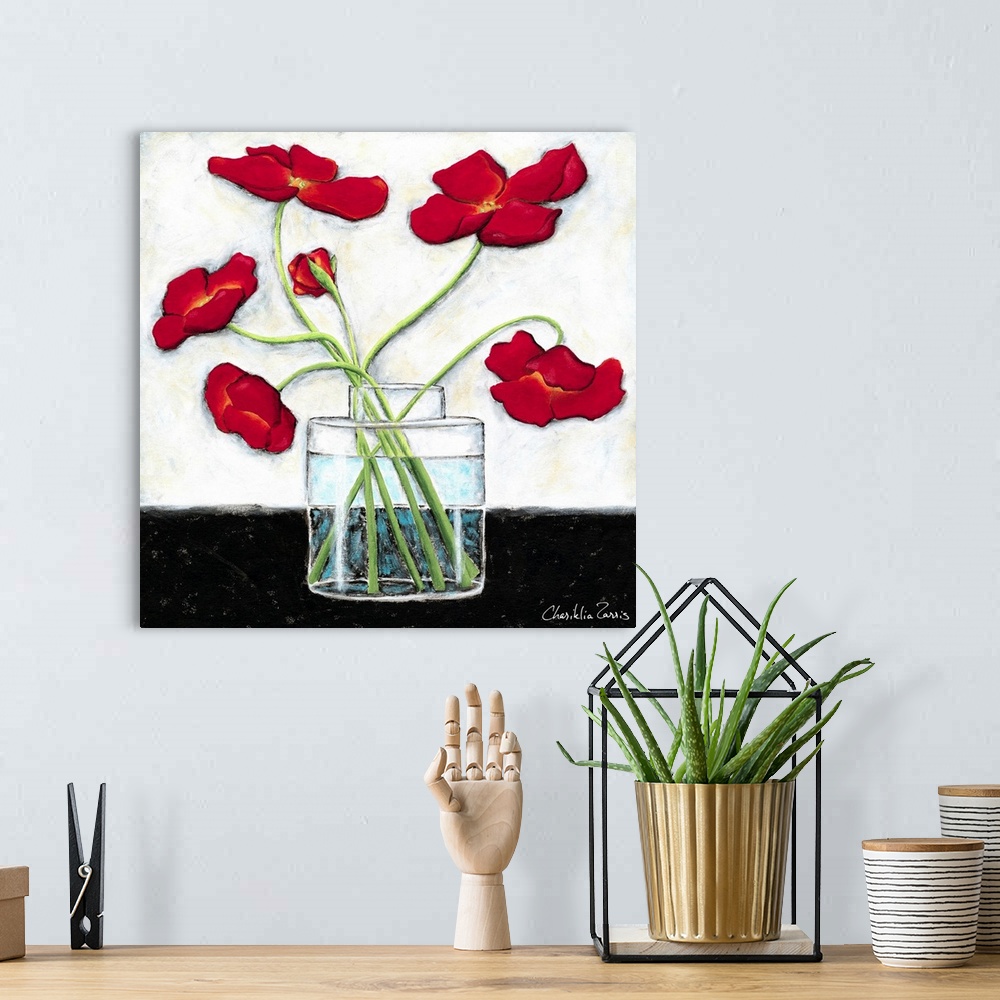 A bohemian room featuring Printed Modern Poppies II