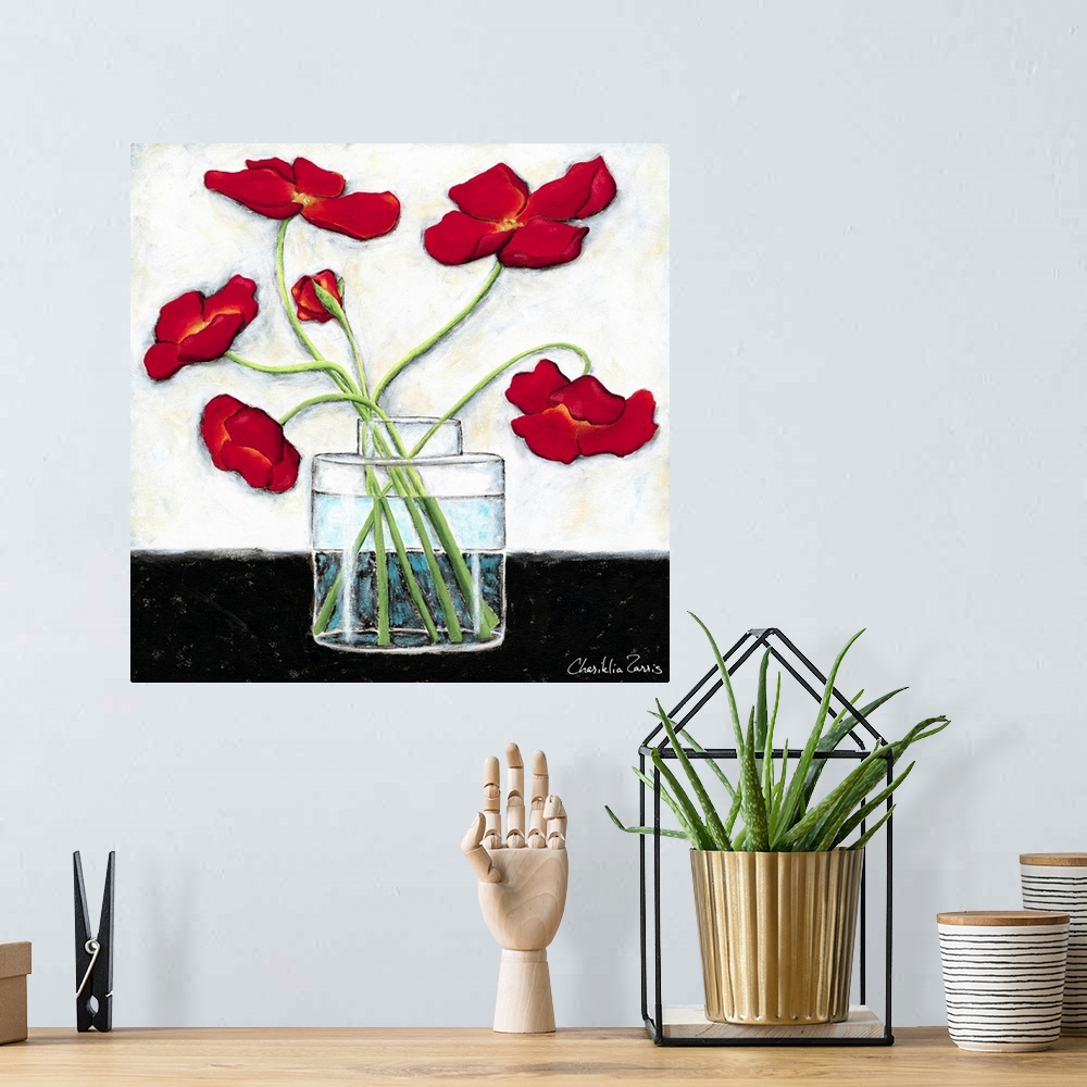 A bohemian room featuring Printed Modern Poppies II