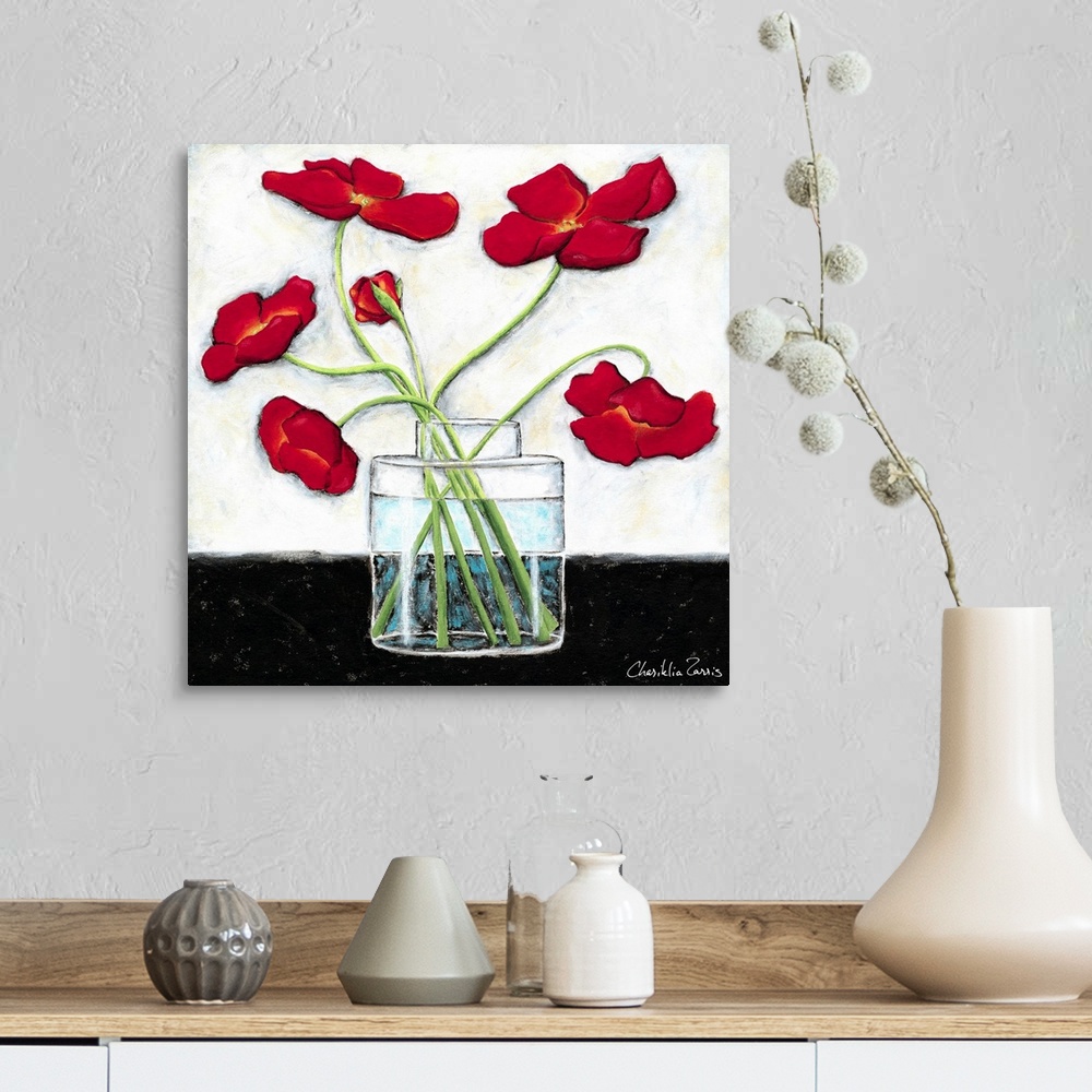 A farmhouse room featuring Printed Modern Poppies II