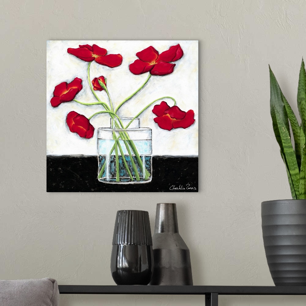 A modern room featuring Printed Modern Poppies II