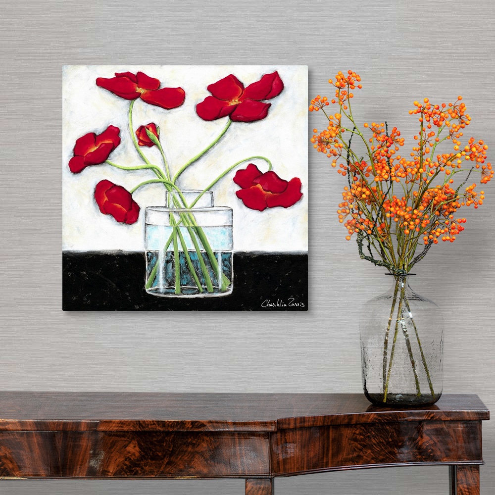 A traditional room featuring Printed Modern Poppies II