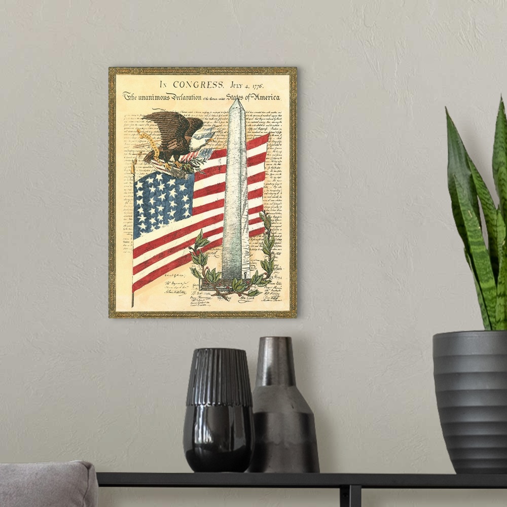 A modern room featuring Proud to be an American II