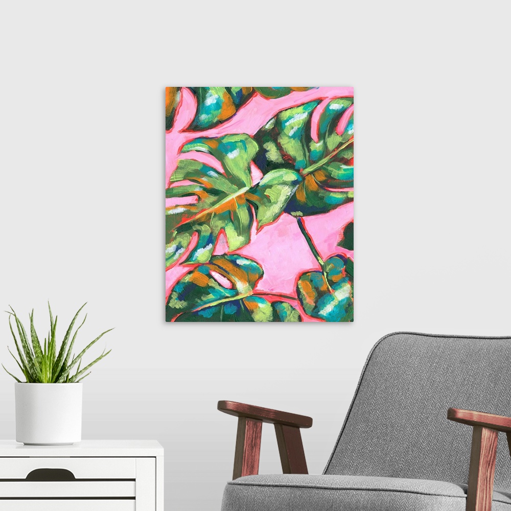 A modern room featuring Psychedelic Palms I