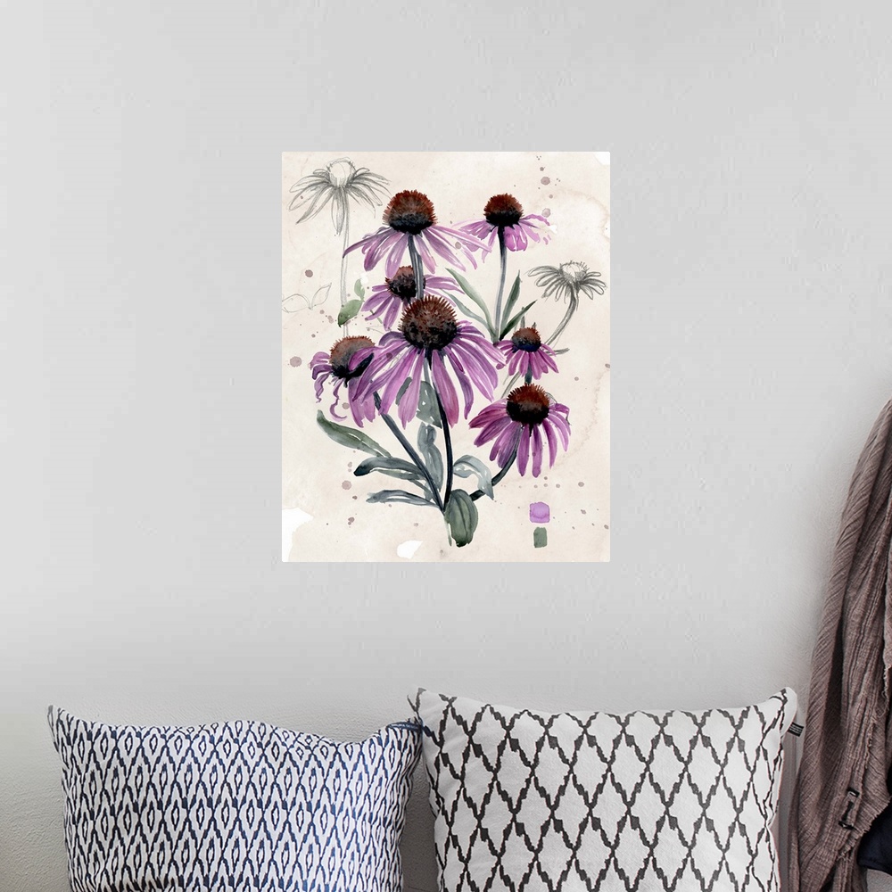 A bohemian room featuring Purple Wildflowers I