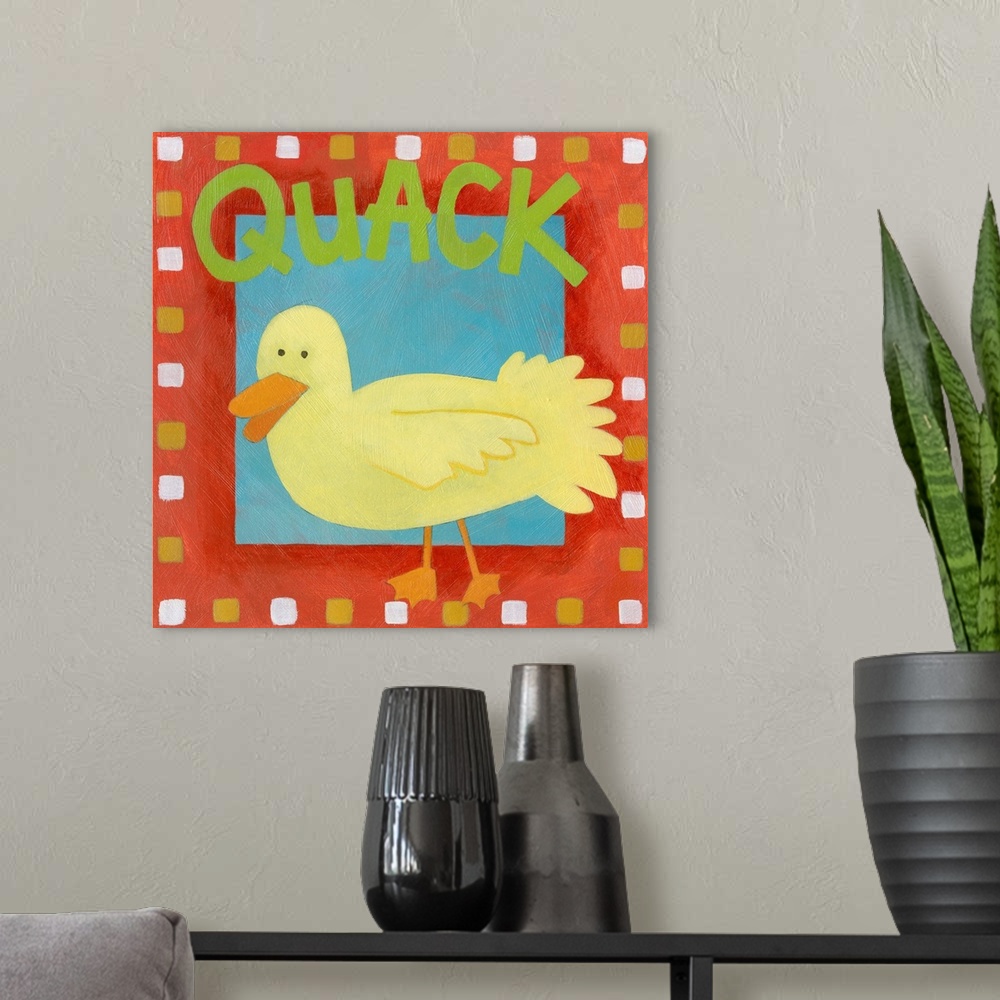 A modern room featuring Quack