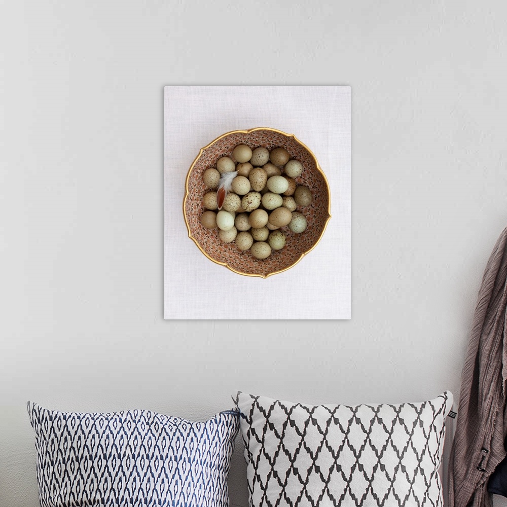 A bohemian room featuring Quail Eggs On Pink Plate