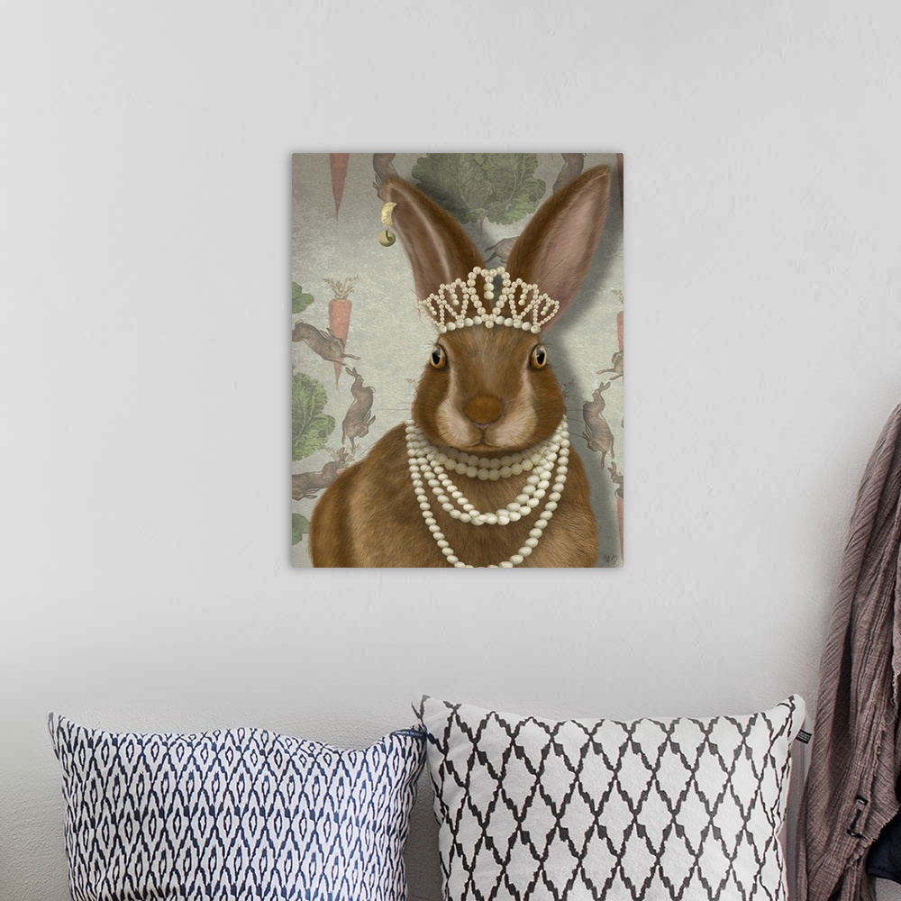 A bohemian room featuring Rabbit and Pearls, Portrait