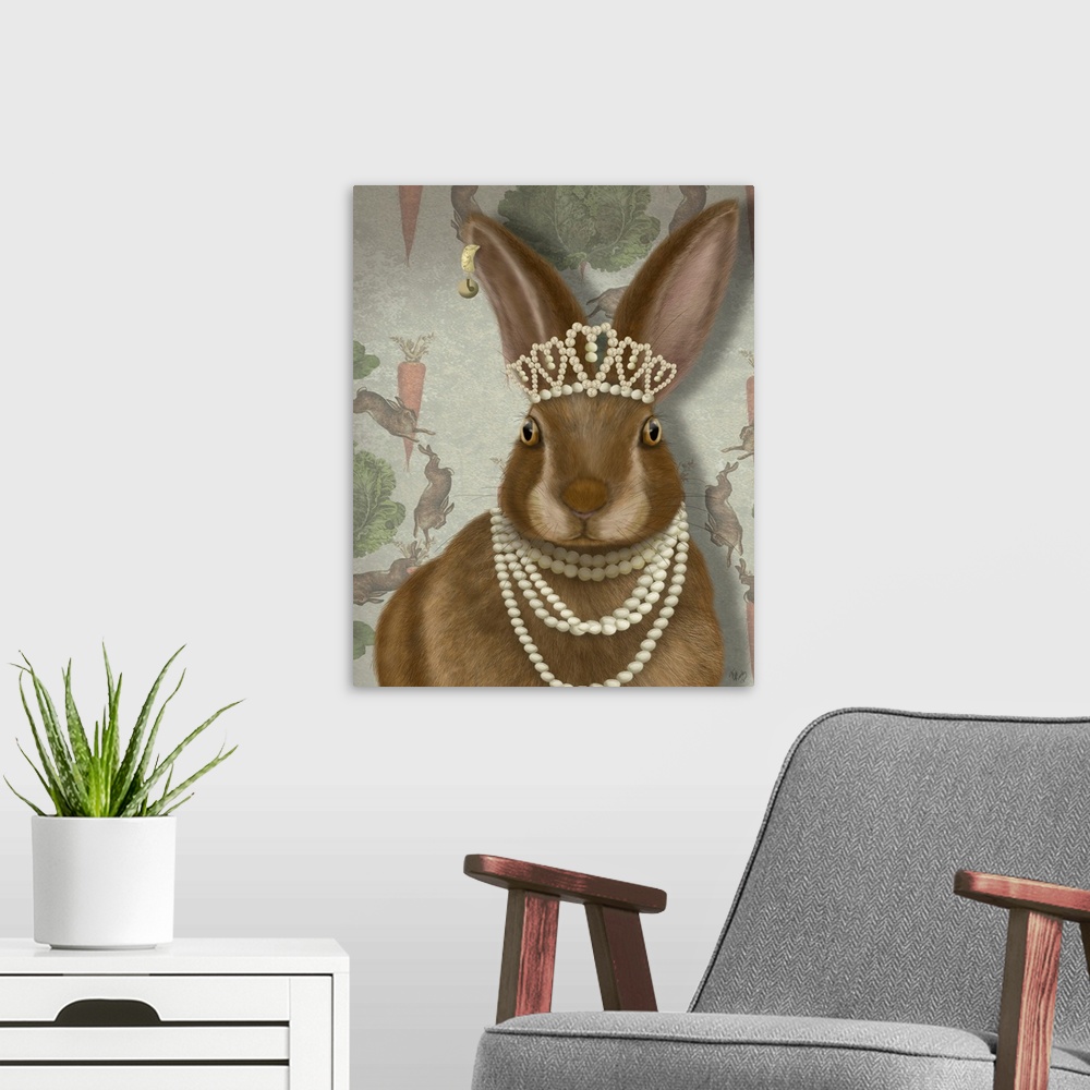 A modern room featuring Rabbit and Pearls, Portrait