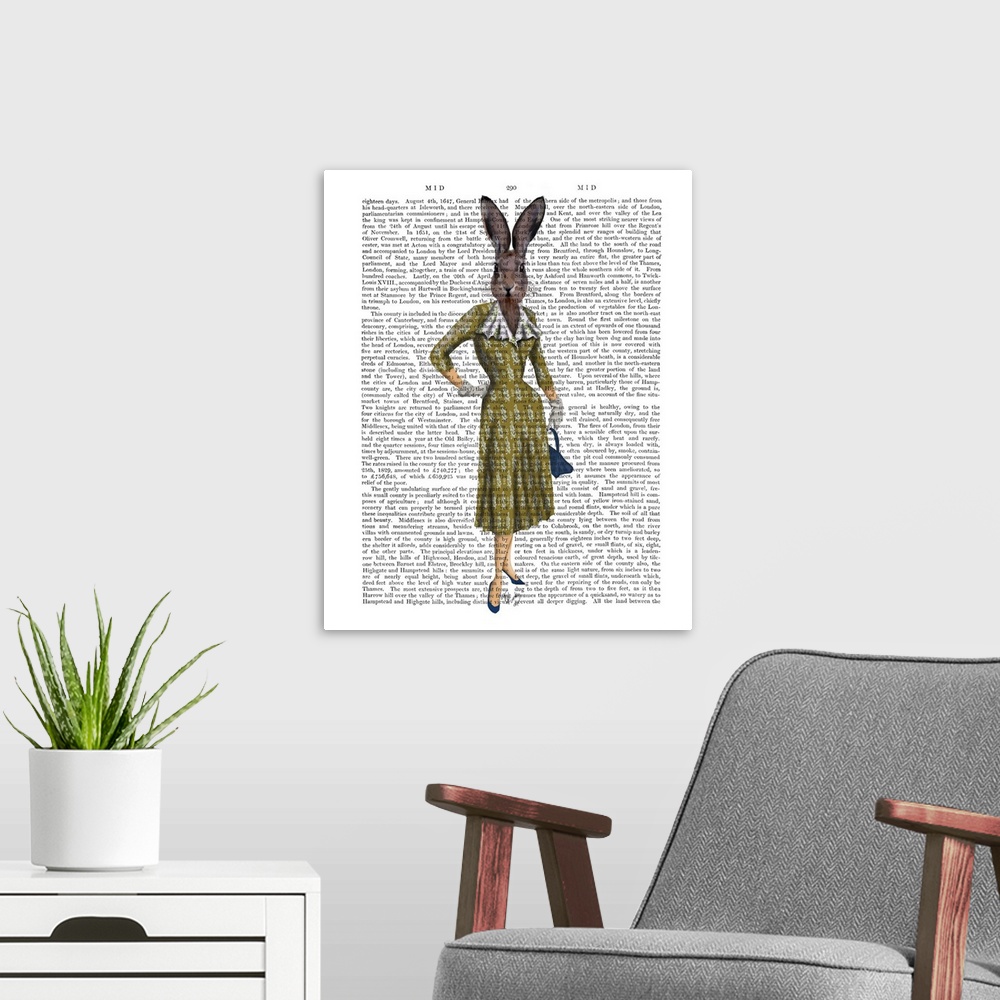 A modern room featuring Rabbit In Mustard Dress