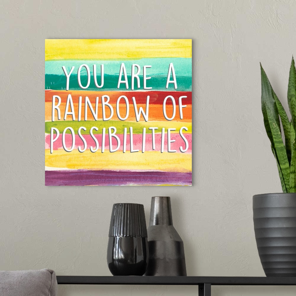 A modern room featuring Rainbow Of Possibilities II