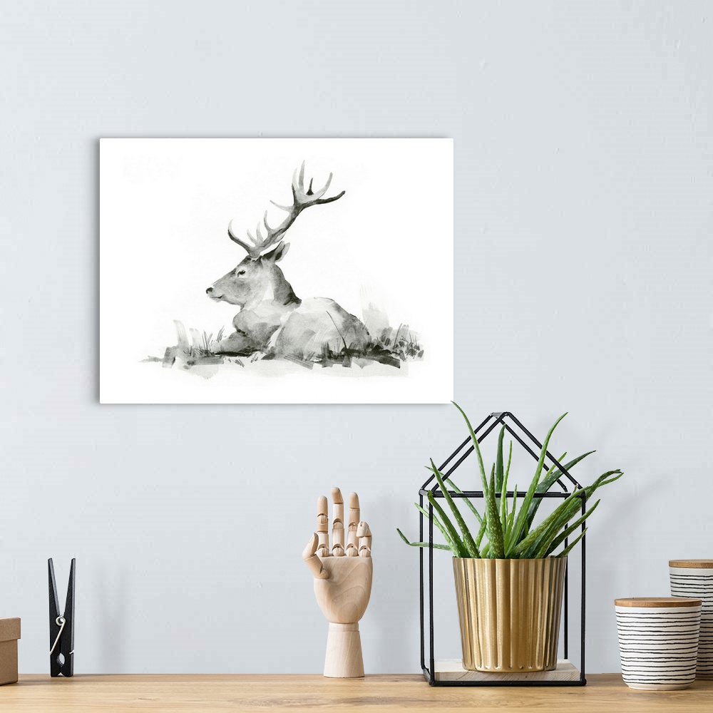 A bohemian room featuring Recumbent Stag II