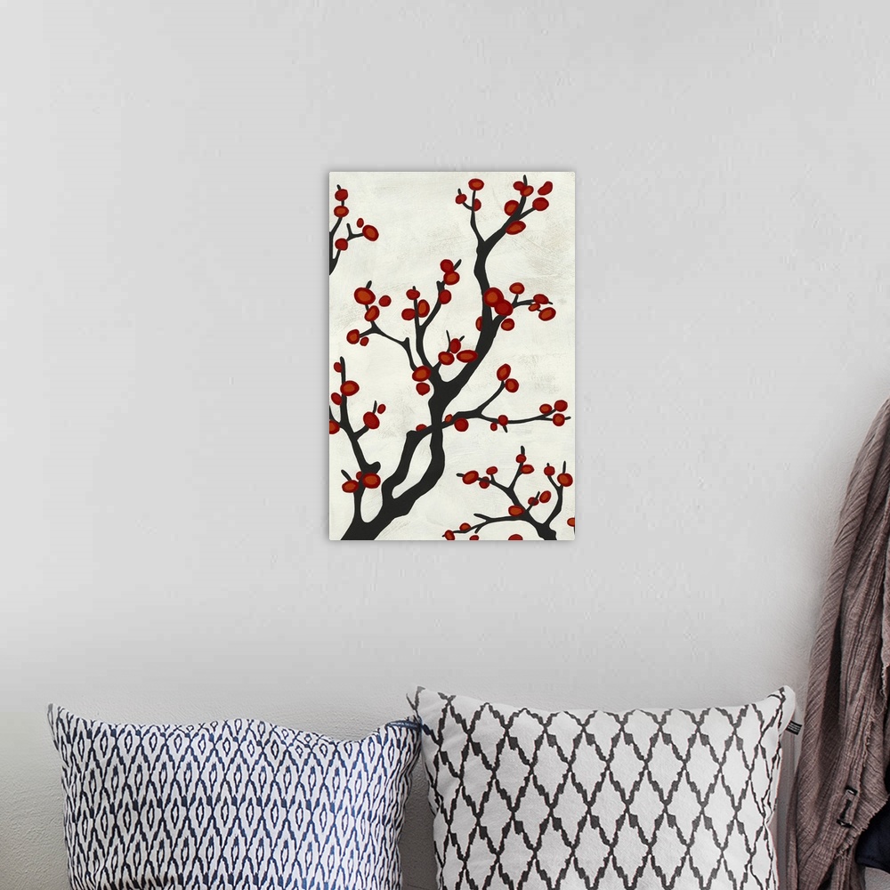 A bohemian room featuring Red Berry Branch I