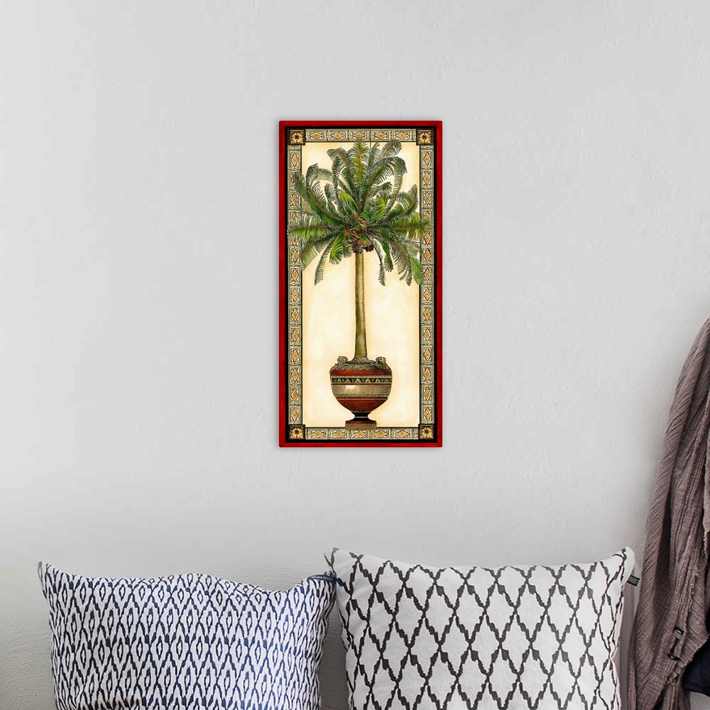 A bohemian room featuring Red Bordered Palm I