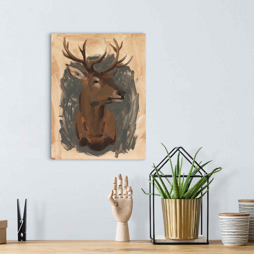 A bohemian room featuring Red Deer Stag I