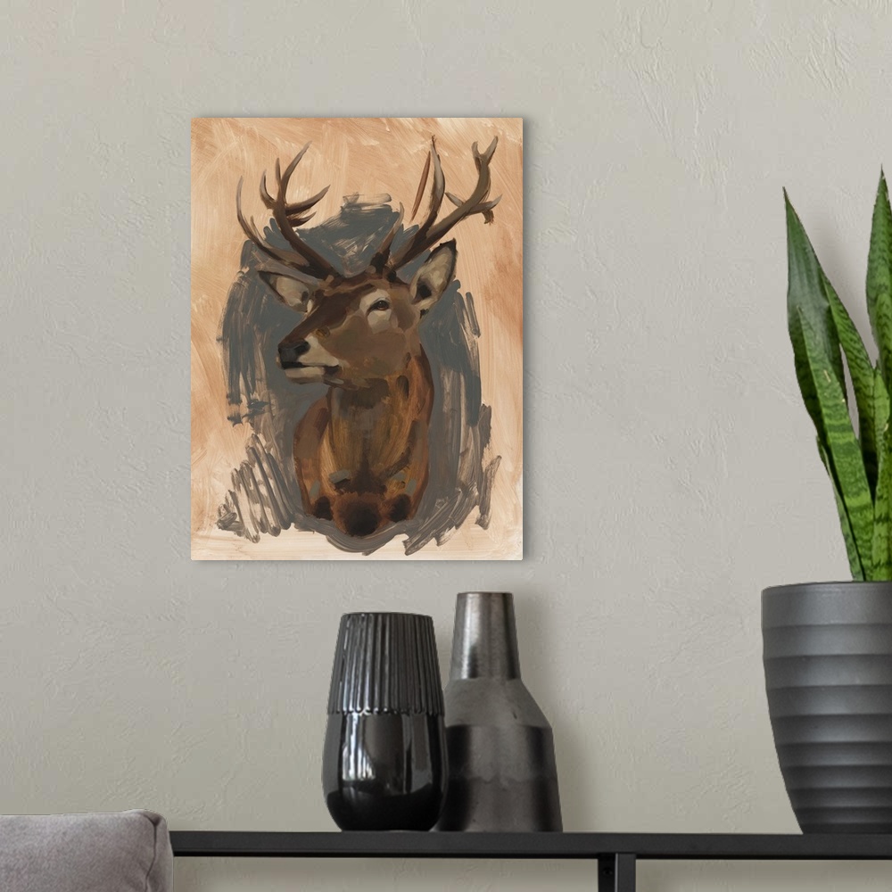 A modern room featuring Red Deer Stag II