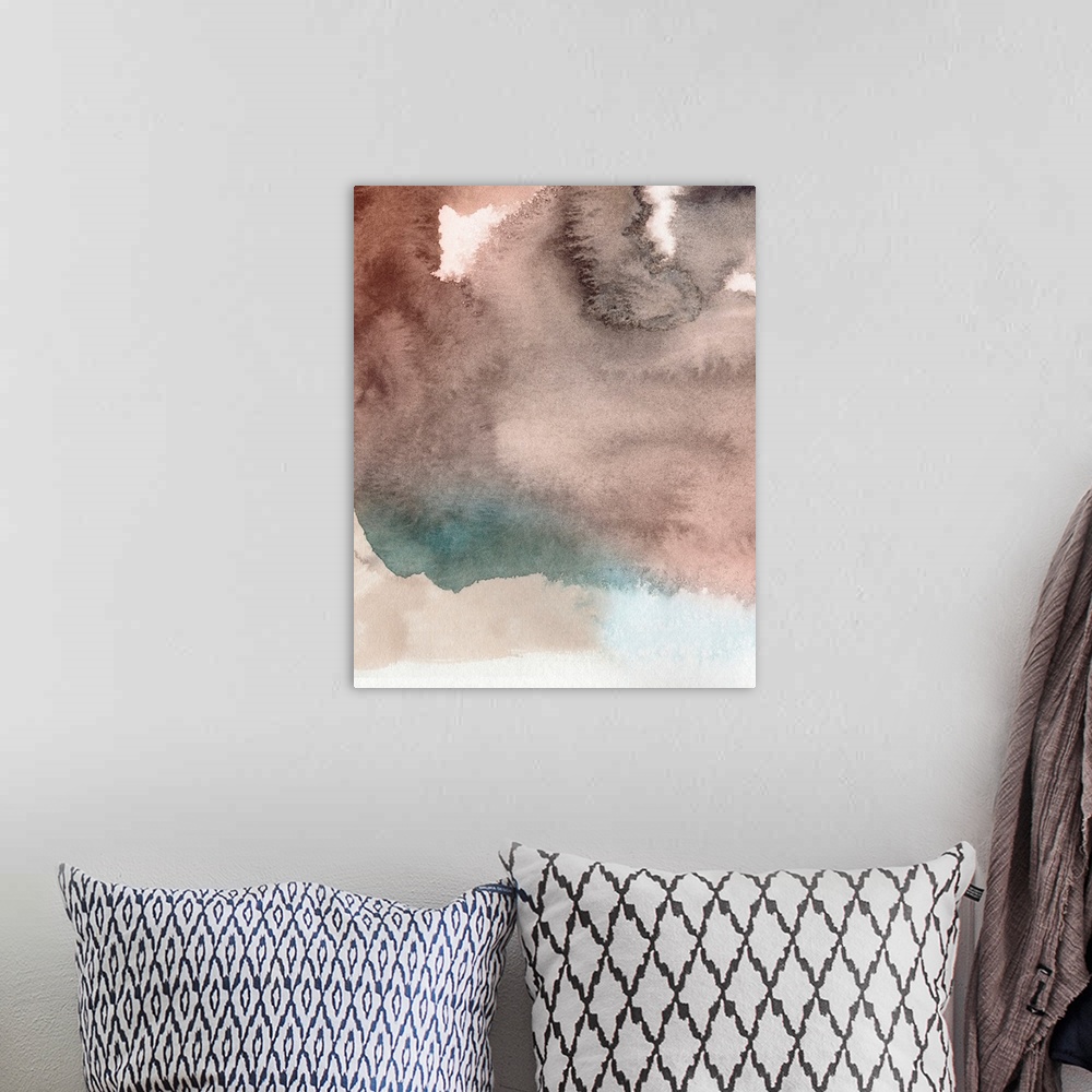 A bohemian room featuring Red Ochre Abstract I