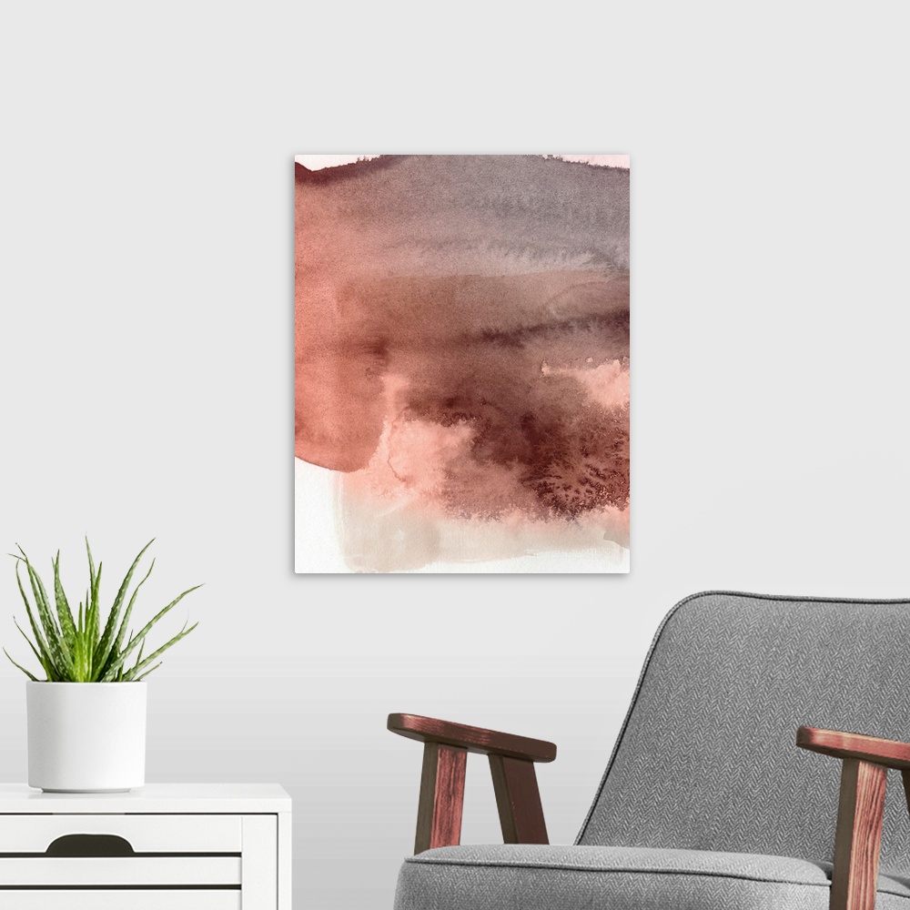 A modern room featuring Red Ochre Abstract II