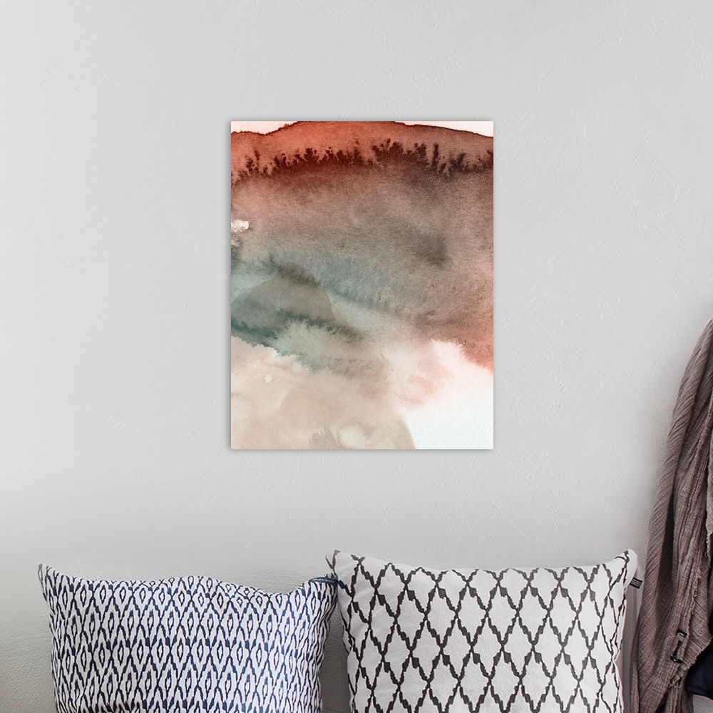 A bohemian room featuring Red Ochre Abstract IV