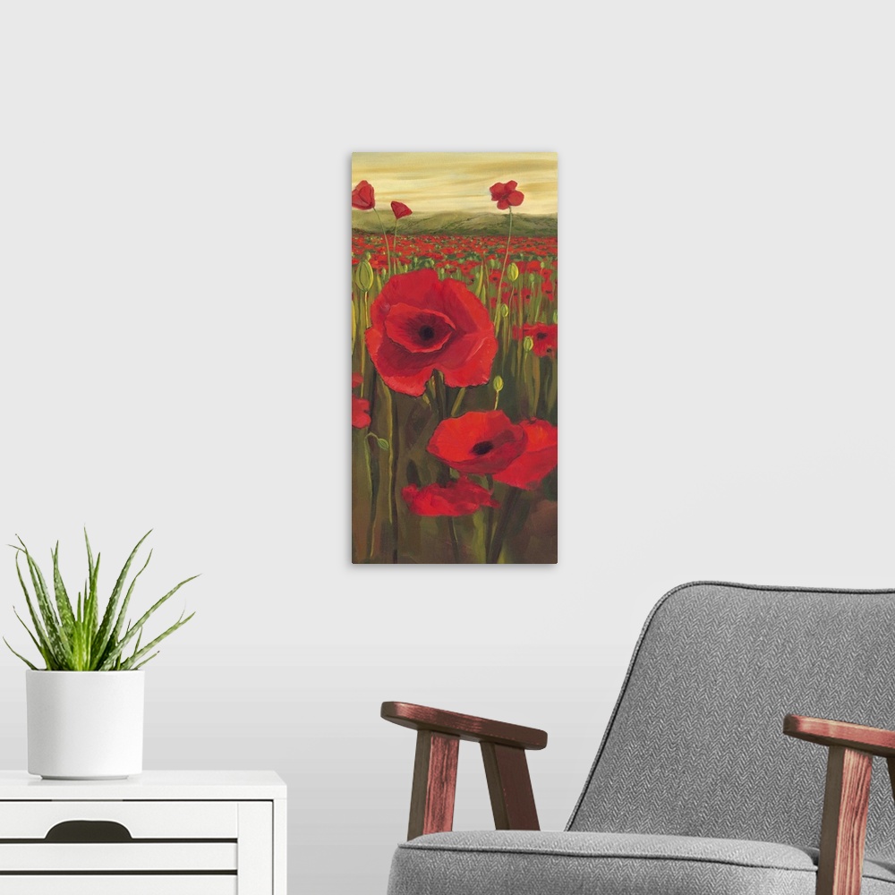 A modern room featuring Red Poppies in Field II