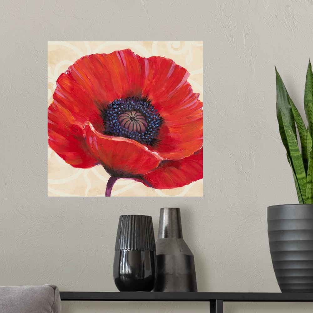 A modern room featuring Red Poppy I