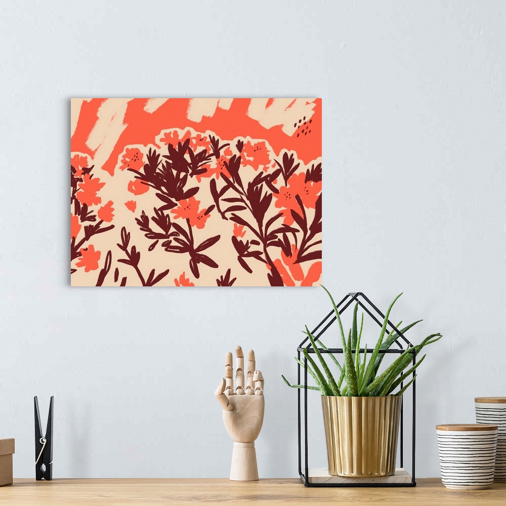 A bohemian room featuring Red Rhododendron II