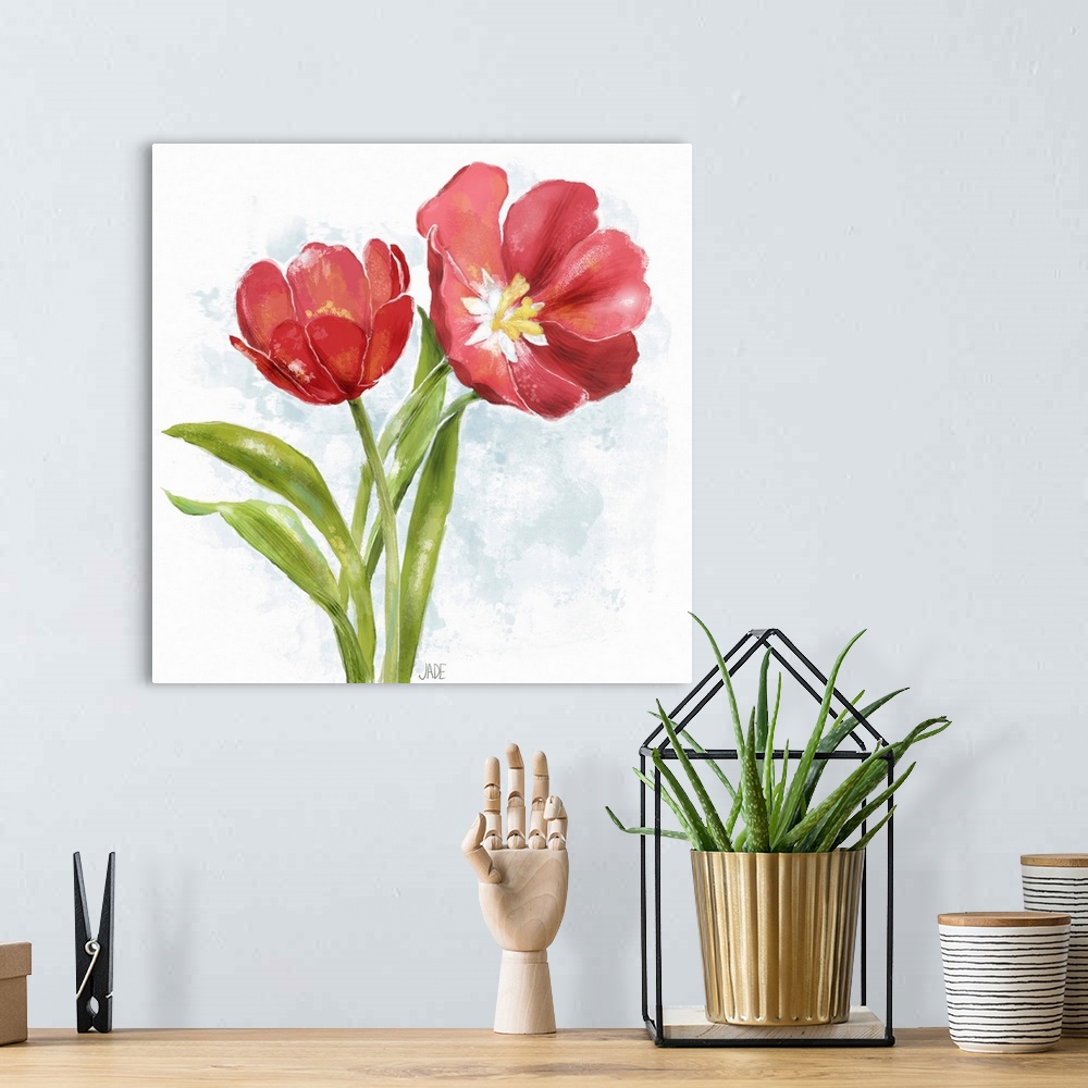 A bohemian room featuring Red Tulip Splash I