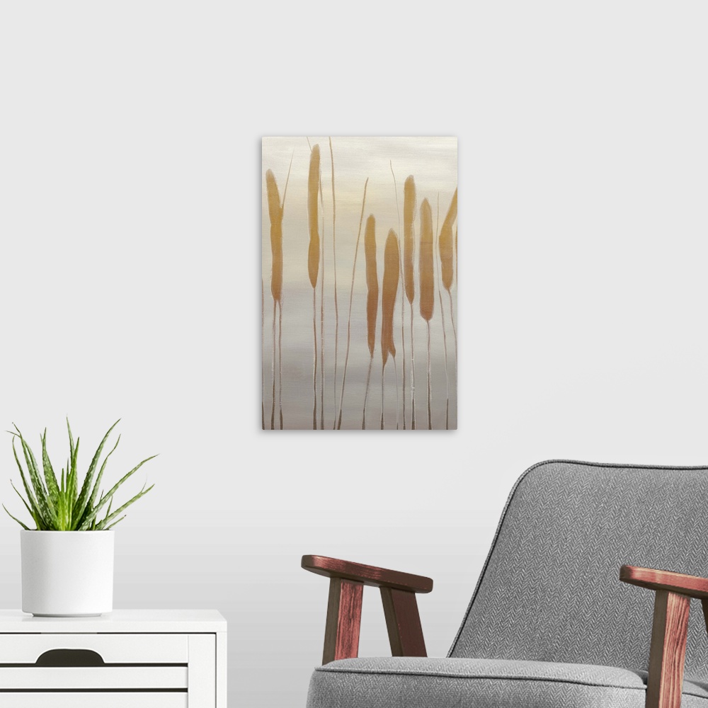 A modern room featuring Reeds and Leaves I