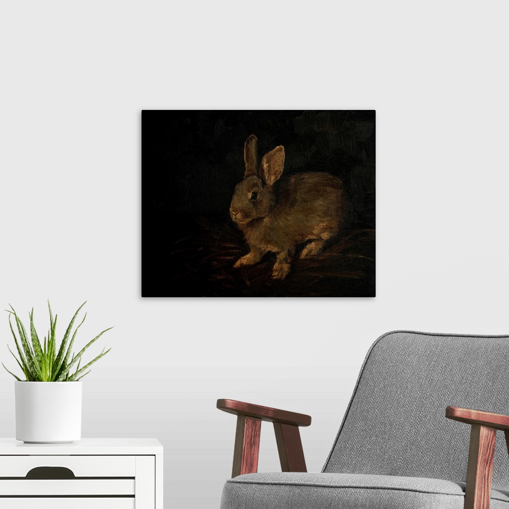 A modern room featuring Resting Bunny Rabbit VI