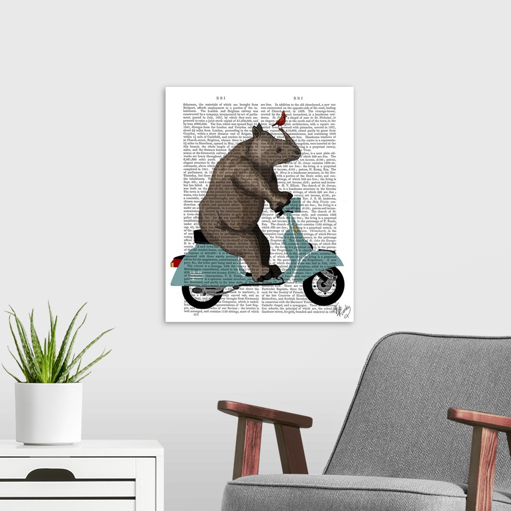A modern room featuring Rhino on Moped