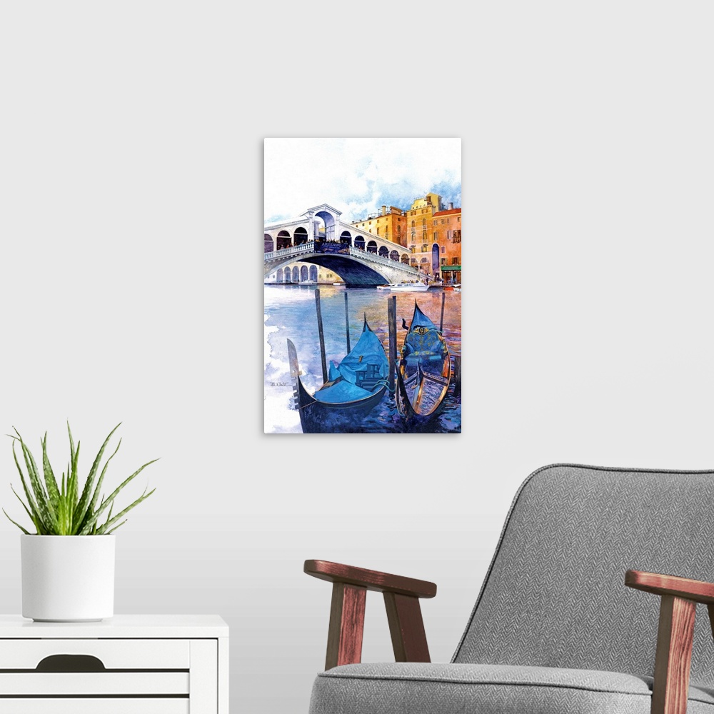 A modern room featuring Rialto Bridge - Venice Italy