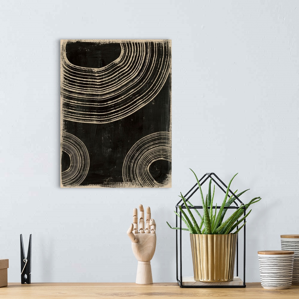 A bohemian room featuring Rings On Charcoal I