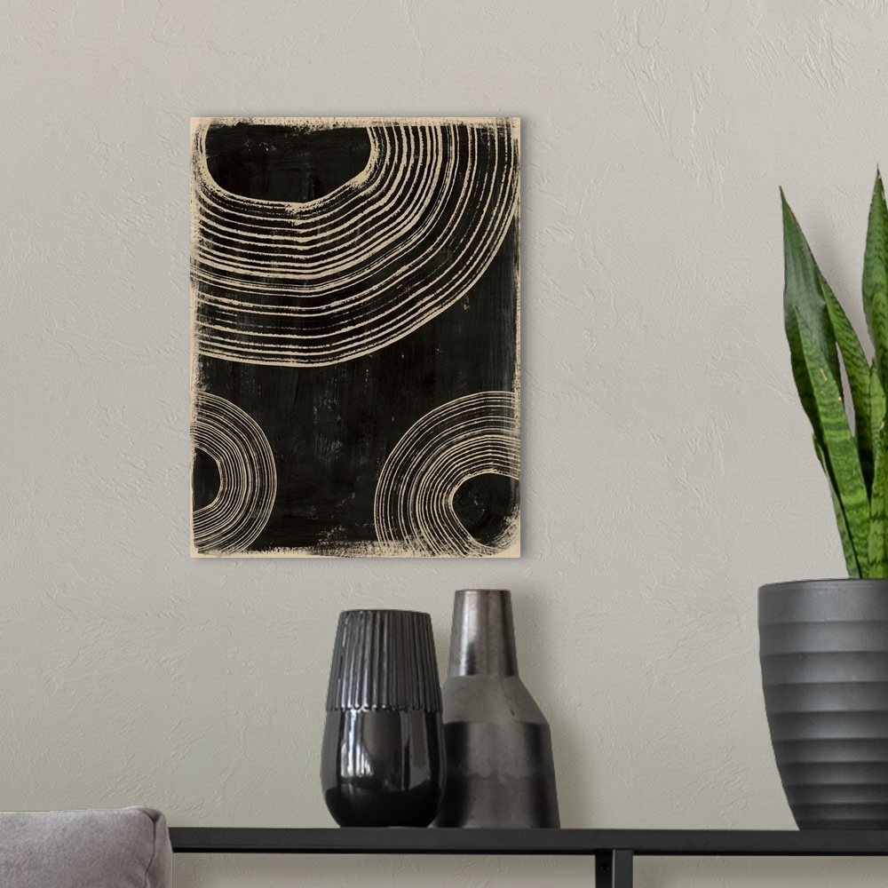 A modern room featuring Rings On Charcoal I