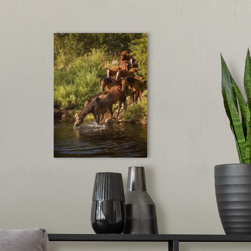 A modern room featuring River Horses I