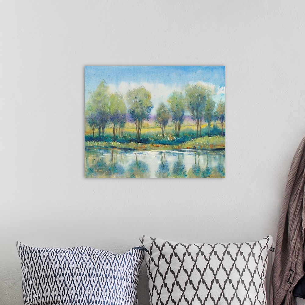 A bohemian room featuring River Reflection I