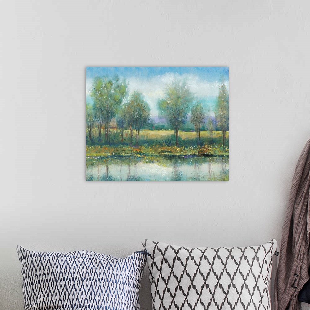 A bohemian room featuring River Reflection II