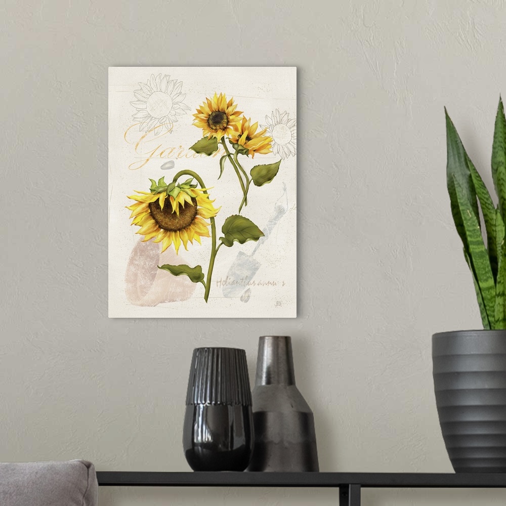 A modern room featuring Romantic Sunflower I