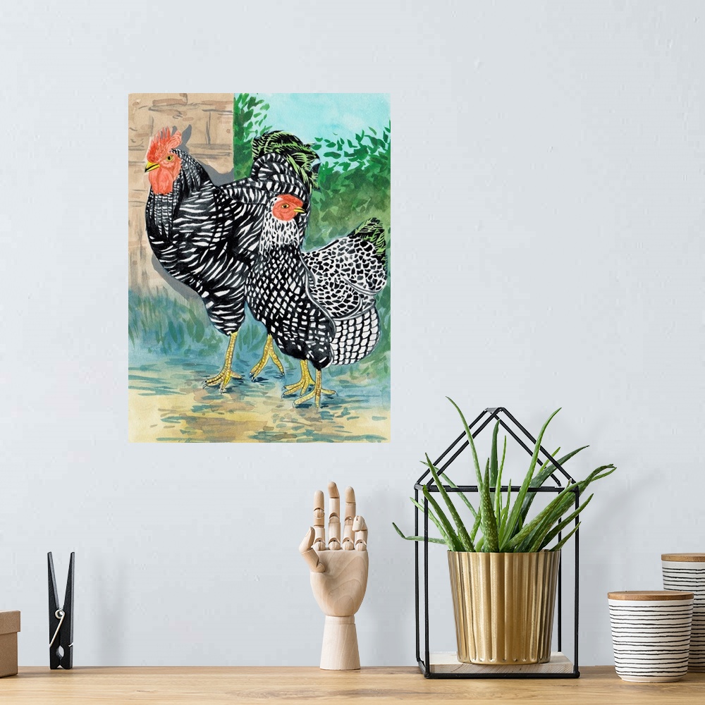 A bohemian room featuring Rooster In The Yard I