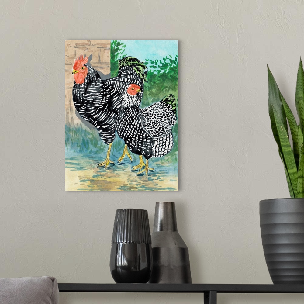 A modern room featuring Rooster In The Yard I