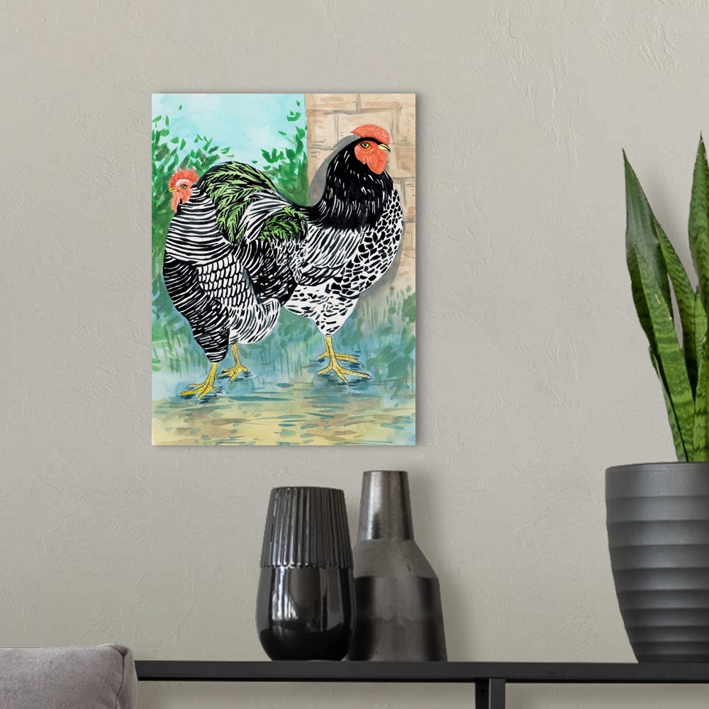 A modern room featuring Rooster In The Yard II