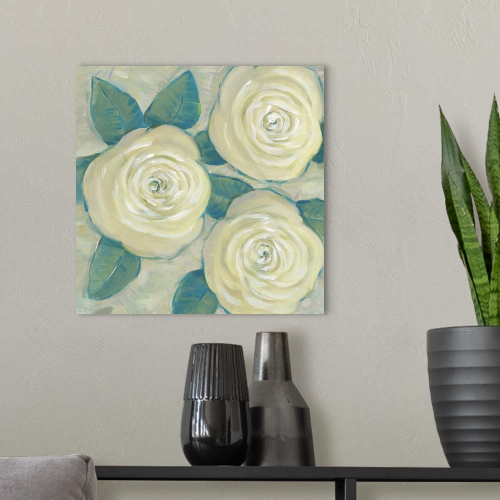 A modern room featuring Roses In Bloom II