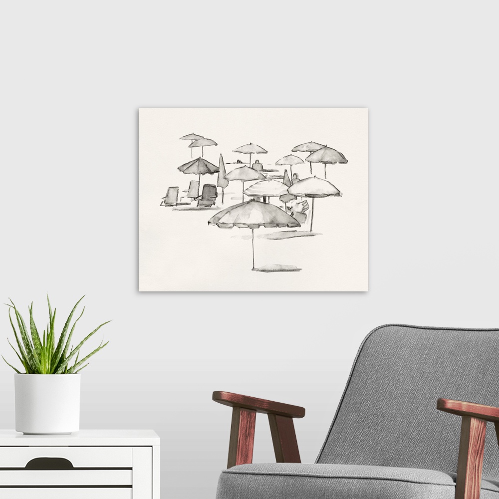 A modern room featuring Rough Seaside Sketch I
