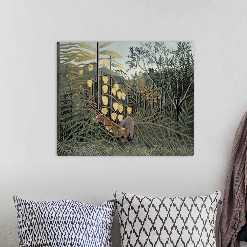 A bohemian room featuring Rousseau's Jungle II