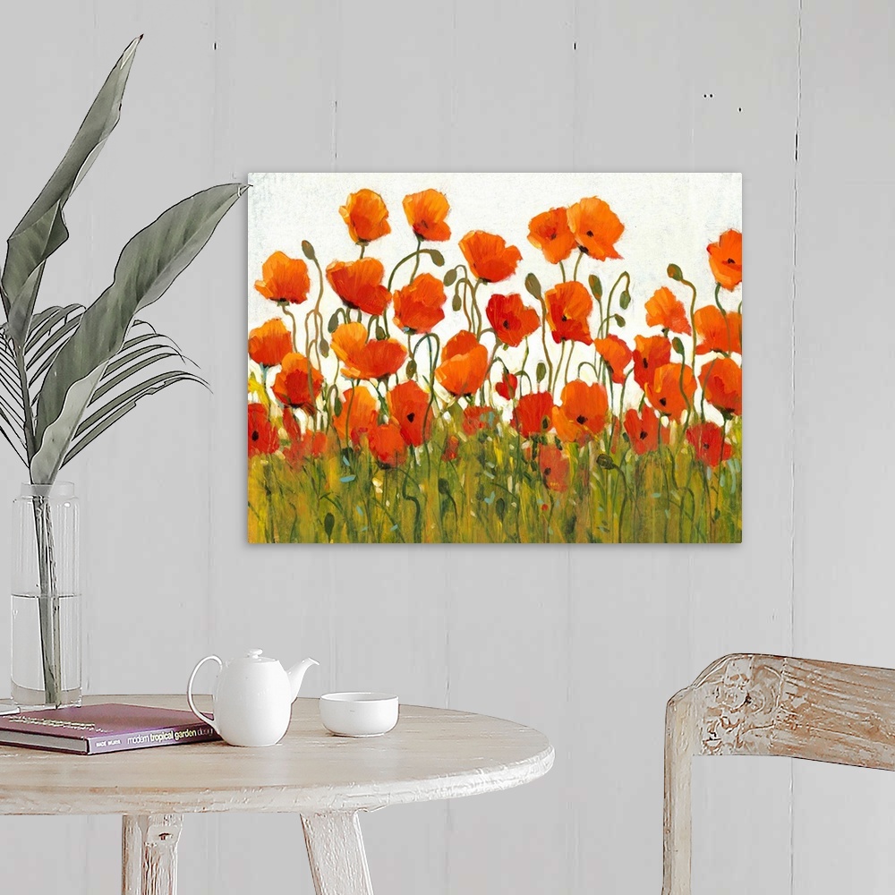 A farmhouse room featuring Rows of Poppies I